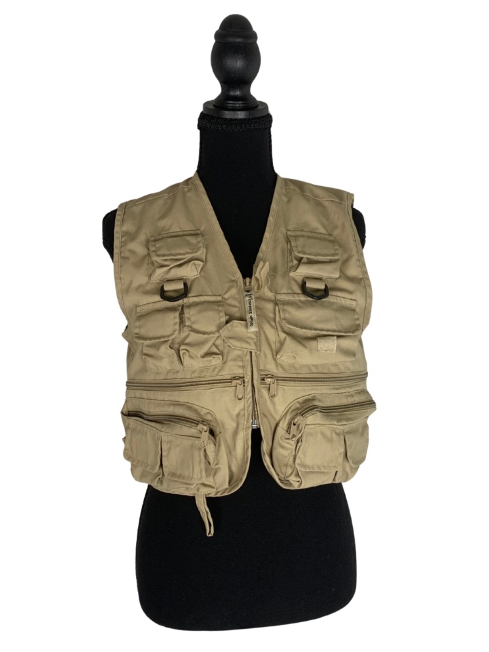 Utility Multi-Pocket Khaki Cropped Vest L Outdoor Fishing Camping Gorpcore
